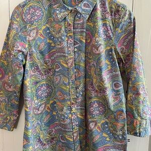 Women's Paisley Button-Down Iron Free Shirt Size XL